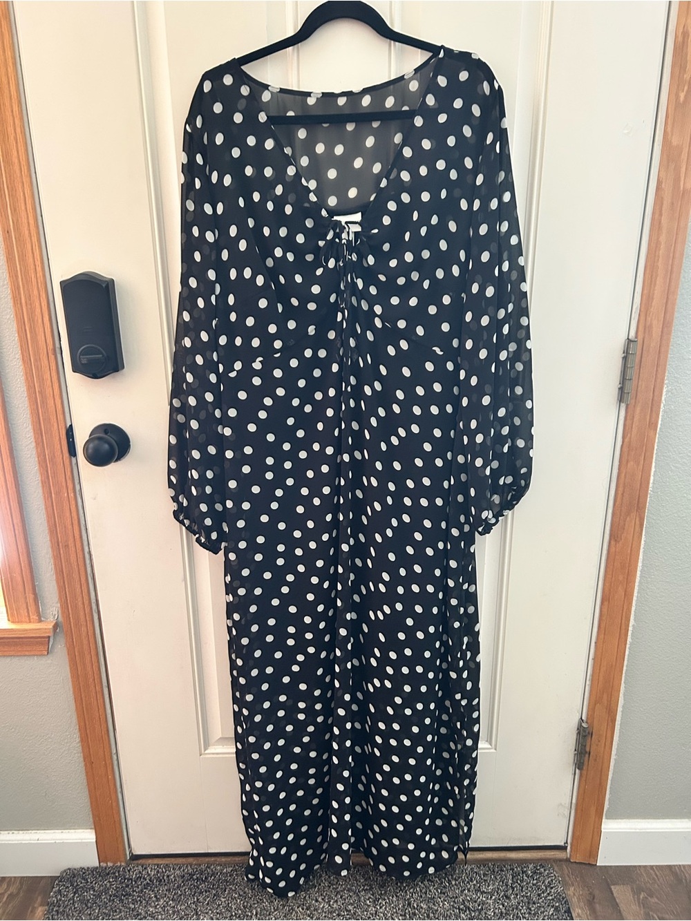 Ava & Viv Black and White Polka Dot Maxi Dress